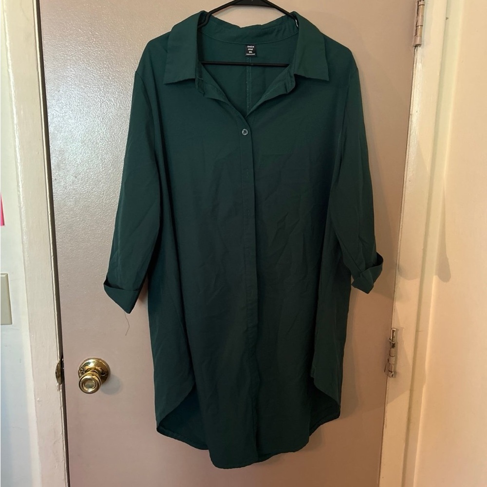 SHEIN Dark Green Button Down Shirt